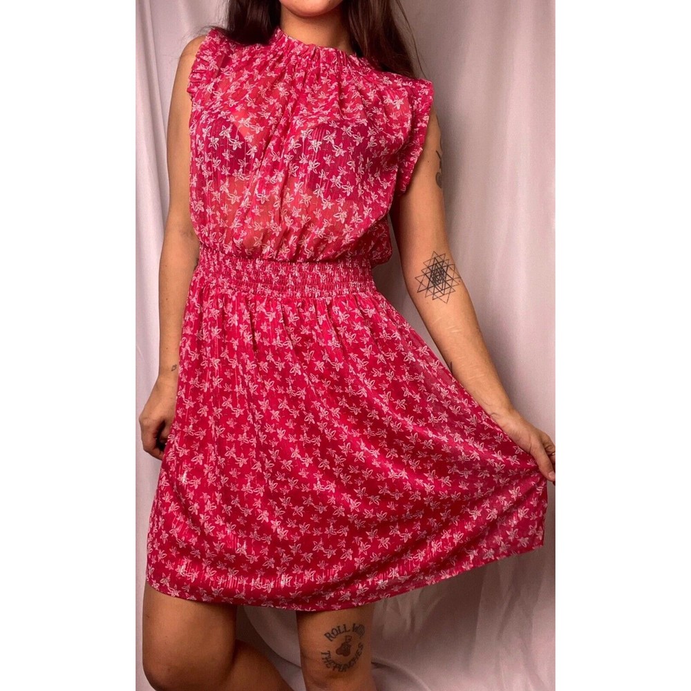 Anthropologie Maison d'Amelie Paris Red Floral Sleeveless Dress Women Sz XL New